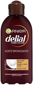 Garnier Delial Aceite Bronceador Intenso Nutritivo Hidratante, Probado dermatológicamente, para todos los tonos, con Aroma a Coco - 200 ml