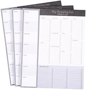 Juvale 3-Pack Large Magnetic Shopping List Pad For Fridge with Checklist, Grocery Store Magnet Notepads for Weekly Meal Planner with 52 Sheets Each, Brown/Gray (7.5x9.5 In)
