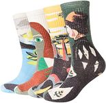 EnerWear 4 Pack Women's Merino Wool Outdoor Hiking Trail Crew Sock, 3d Color 5, 9-11