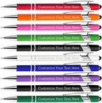 Personalized Custom Pens Bulk Free Engraving with Name Message Customized Ballpoint Pens Stylus for Business Office Graduation Customized Gifts for Men Women Christmas Birthday (10 Pcs Assorted)