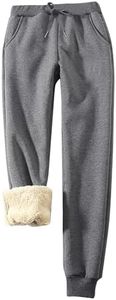 Flygo Womens Sherpa Lined Athletic Sweatpants Winter Active Joggers Fleece Pants(Dark Grey-M)