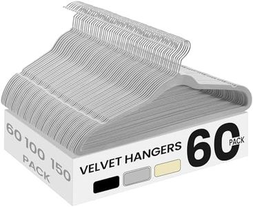 SONGMICS Velvet Hangers 60 Pack, Non-Slip Clothes Hangers with Silver-Colored Swivel Hooks, Slim Space-Saving for Closet, Heavy-Duty, Dove Gray UCRF036GD02S