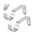 WARESHARK 2 x Heavy Duty Metal Curtain Pole Bracket Holder Curtain Rod Support Wall Brackets Holders 2pcs (Silver)