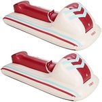FUNBOY Inflatable Skimobile - Two Person Capacity Winter Snow Sled with Handles, Pull Rope, Rubber Base Tracks, Redracer, Two Pack
