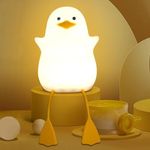 Cute Duck Night Light for Kids, Soft Silicone LED Touch Toddler Lamp with Timer, USB Rechargeable Dim Feeding Warm White Nightlight, Desk Bedside Bedroom Decor Birthday Gifts for Baby Children Women