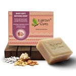 Earthy Sapo Handmade Baby Soft Bathing Soap (coconut milk, almond milk, oat milk, kokum butter), 100g, Pack of 1