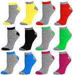 Debra Weitzner Womens Runner Ankle Socks - Low-Cut Colorful Socks (Size 9-11 and 10-13) 12 Pairs