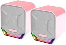 Fantech Computer Speaker Stereo 2.0 Bass Loud USB Powered 3.5mm Input LED Lighting Speaker for PC, Desktop, Laptop, Computer, Mobile (GS202-Pink)