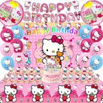 Kitty Birthday Party Decorations, Party Supplies Party Favors Include Birthday Banner, Backdrop, Balloons, Hanging Swirls, Cake Cupcake Toppers, Tablecloth for Girls Kids Teens