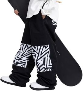 SNOWVERB Women Men Ski Baggy Cargo Knee Reflective Graphic Panel Casual Snow Pants Waterproof Loose Fit Snowboard Pants
