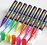Durable 8 Color Dry & Wet Erase Chalkboard Markers - 24 Labels, Reversible Tips - For Kids, Windows, Car Glass