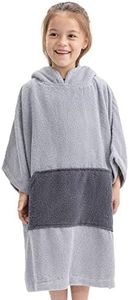 HOMELEVEL Poncho de surf enfant - Serviette de plage peignoir en coton avec poche et capuche - Robe sortie de bain cape pour 6-9 ans et 10-13 ans