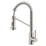 KRAUS Bolden™ Single Handle 18-Inch Commercial Kitchen Faucet with Dual Function Pull Down Sprayhead in Stainless Steel Finish