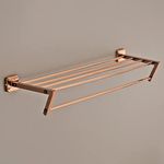 Plantex 304 Grade Stainless Steel Towel Stand/Towel Organizer/Rack for Bathroom - Decan (Rose Gold)