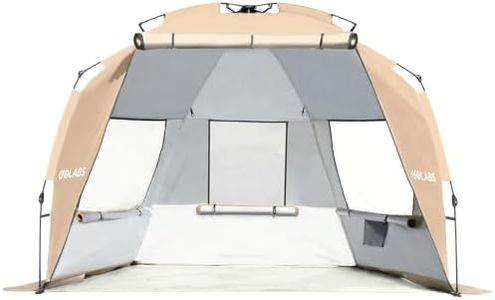 Golabs BT1 Pop up Beach Tent Sun Shelter for 3-Person, 1-Minute Setup by Pre-Attached Pole & UPF 50+, Beach Shade with Detachable Floor Mat, Mesh for Clear View & Airflow, only 7 lbs & Pocket and Hook