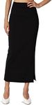 TheMogan Junior's Side Slit Ponte Knit High Waist Mid-Calf Pencil Skirt Black XL