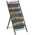 Outsunny Vertical Raised Garden Bed with 5 Removable Tray, Indoor Outdoor Elevated Plant Stand Grow Container for Vegetable Flowers Herbs, Charcoal Grey