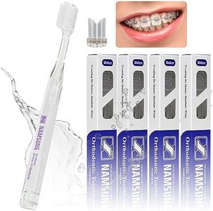 DUJINDENT Orthodontic Toothbrush for Braces [4 Packs][Made in Korea] V Trim Cutting USA Bristles Braces Toothbrush for Brackets and Wires Cleaning (Ortho Standard 33 Medium, 4 Pack)