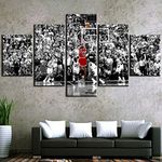 13Tdfc Creative Gift 5 panel Canvas wall art HD canvas Prints poster Vintage Michael Jordan Basketball Game Modern Home Living Room Decoration Bedroom Childrens room Decor Wooden frame