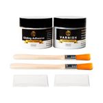 Gilding Adhesive, 50ml Epoxy Resin Water-Based Gold Leaf Glue for Professional Craft Use and 50ml Varnish for Protecting the Surface of the Gold Foil from Oxidation (Brush + Gloves as Gifts)