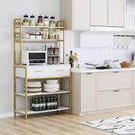 HOCSOK 5-Tier Kitchen Rack, Baker's Rack with with Hooks and Drawers, Storage Shelf for Kitchen, Dining Room, Living Room, 80 x 40 x 170CM