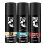 Beardo Deodorant Perfume Body Spray Set For Men (120ml x 3) | Don Deo with Most Wanted Fragrance - Citrus & Musky Scent | Mariner Captain Jack Body Spray with Aqua Notes | Whisky Smoke Deo Spray has Woody & Oudh Scent | Gift For Brother | Gift For Friends