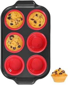 Silicone Muffin Pan with Metal Frame, Regular Size Cupcake Pan with Foldable 6 Cups Non Stick Muffin Pan for Baking BPA Free 1 Pack