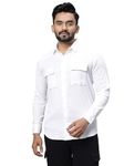 n&j Men's Regular Fit Popcorn Double Pocket Shirt | Casual Shirt for Men | Fancy Shirt for Men's| (White) |L|