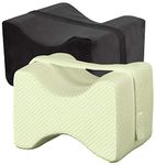 Heart Home 2 Pieces Memory Foam Orthopedic Knee Support Leg Rest Pillow (Cream & Black) HEART0678
