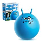 Toyrific Jump N Bounce Kids Space Hopper, 20 Inch Retro Bouncing Ball with Easy Grip Handles, Outdoor or Indoor Exercise Toy for Ages 3+, Toothy BlueDesign