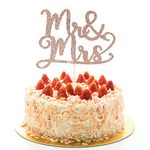 ALLY-MAGIC Mr Mrs Cake Topper Wedding Cupcake Toppers Marry Cake Decoration for Bridal Shower Party Supplies Y4-CWDGZD (Rose Gold)