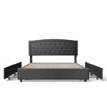 BONSOIR Full Size Dark Grey Storage Bed Frame Upholstered Low Profile Traditional Platform with Tufted and Nail Headboard