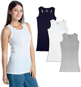 Emprella Womens Tank Tops, Solid Basic Cotton Ribbed Racerback Tanktop (3 Pack)