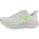 Hoka Mens Clifton 10, Ash Grey/Neon Green, 9.5