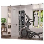 Keonjinn 2 PCS Home Gym Mirror 48” x 32” Workout Mirror, Large Tempered Glass Wall Mirror Full Length for Fitness, Yoga, Wall Mounted Long Mirror for Garage, Dance Studio, Oversized Frameless Mirror