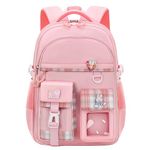 WYCY Backpack for Girls Cute Unicorn Pendant Backpack for Girls Water Repellent Kawaii Backpack Color Matching School Bag (A-pink)