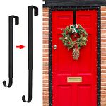 Wreath Hanger for Front Door, Adjustable Black Wreath Hanger from 15 to 25 Inches Wreath Hanger, 20 lbs Larger Door Upgrade Wreath Hanger Christmas Wreaths Decorations Hook