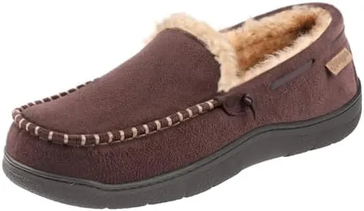 Zigzagger Men's Moccasin Slippers Memory Foam House Shoes, Indoor and Outdoor Warm Loafer Slippers, Coffee, 10 M US