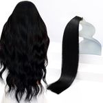 Sunny Hair Tape in Hair Extensions Human Hair 26inch Remy Hair Extensions for Women Real Human Hair Jet Black Invisible Tape in Extensions Straight 20Pcs