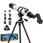 90mm Aperture Telescope 800mm Focal Length Refractor Telescope for Beginners & Advanced Users, Professional Astronomy Telescope with 32X-240X Magnification, 3X Barlow Lens & Phone Adapter