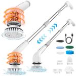 MoKo Electric Spin Scrubber, Electric Shower Cleaning Brush,Up 490RPM,Electric Cleaning Brush with 9 Replaceable Brush Heads and Long Adjustable Extension Handle for Shower, Bathroom,Tub