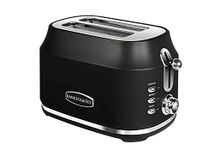 Rangemaster RMCL2S201BK Classic Black 1kW 2 Slice Toaster with Defrost, Cancel & Reheat Functions, Removable Crumb Tray & 6 Power Levels with 3 Year Guarantee