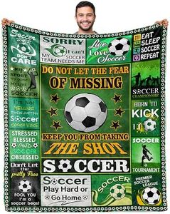Wotail Soccer Blanket, Polyester, 60" x 50", All Seasons, Soccer Gifts for Boys and Men