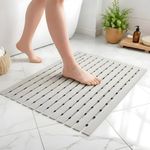 Eurotex Rectangular Shower Mat Non Slip for Bathroom, Anti Skid Bathtub Mat (Plastic Stripped- Rubber Base, 46cm x 61cm)- Grey