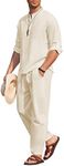 COOFANDY Men's 2 Pieces Cotton Line