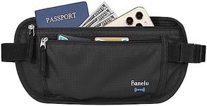 Travel Money Belt - Slim Passport Holder RFID Blocking Travel Pouch, Hidden Travel Wallet Fanny Pack Belt Bag - Black