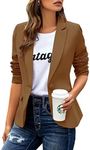 Womens Casual Blazers Long Sleeve Lapel Button Slim Work Office Blazer Jacket, Brown, Medium