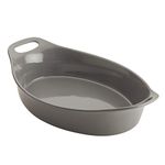 Rachael Ray Solid Glaze Ceramics Bakeware/Baking Pan, Oval - 2.5 Quart, Gray