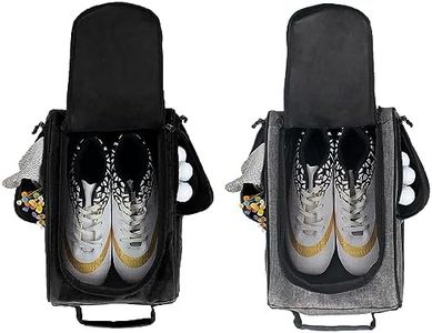 Goloni 2Pcs Golf Shoe Bag for Men & Women, Padded Travel Shoe Bag with Side Accessory Pockets,Sport Shoe Carrier for Golf Shoes,Socks,Tees & Balls,Durable & Lightweight Design(Black+Gray)