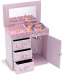 Jewelkeeper Ballerina Musical Jewelry Box with 3 Pullout Drawers, Ballet Slipper Design, Swan Lake Tune